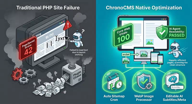 Why Traditional Websites Fail Google’s New AI & Speed Tests—And How ChronoCMS Easily Passes image 1