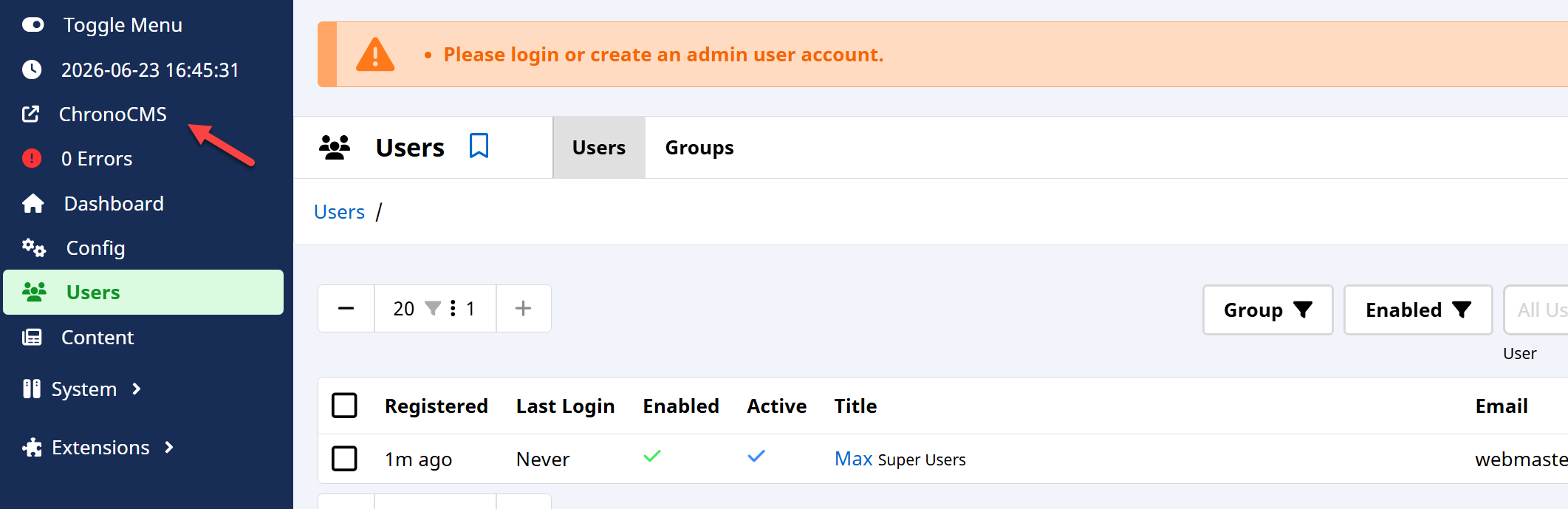 How to setup your ChronoCMS website image 5